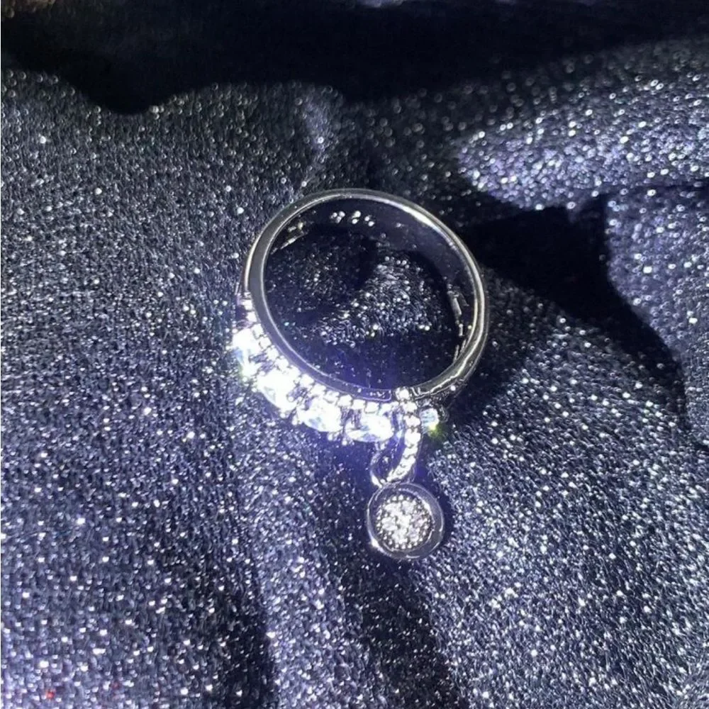 STERLING SILVER DIAMOND CHARM RING 💍 - Picture 7 of 7